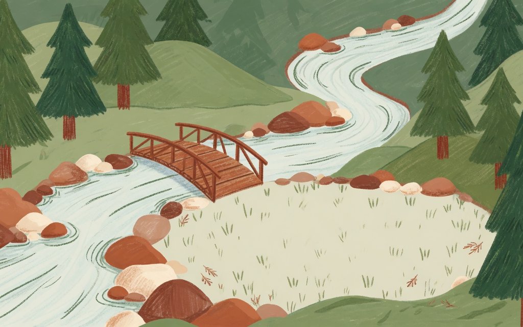 Storybook river-forest campsite